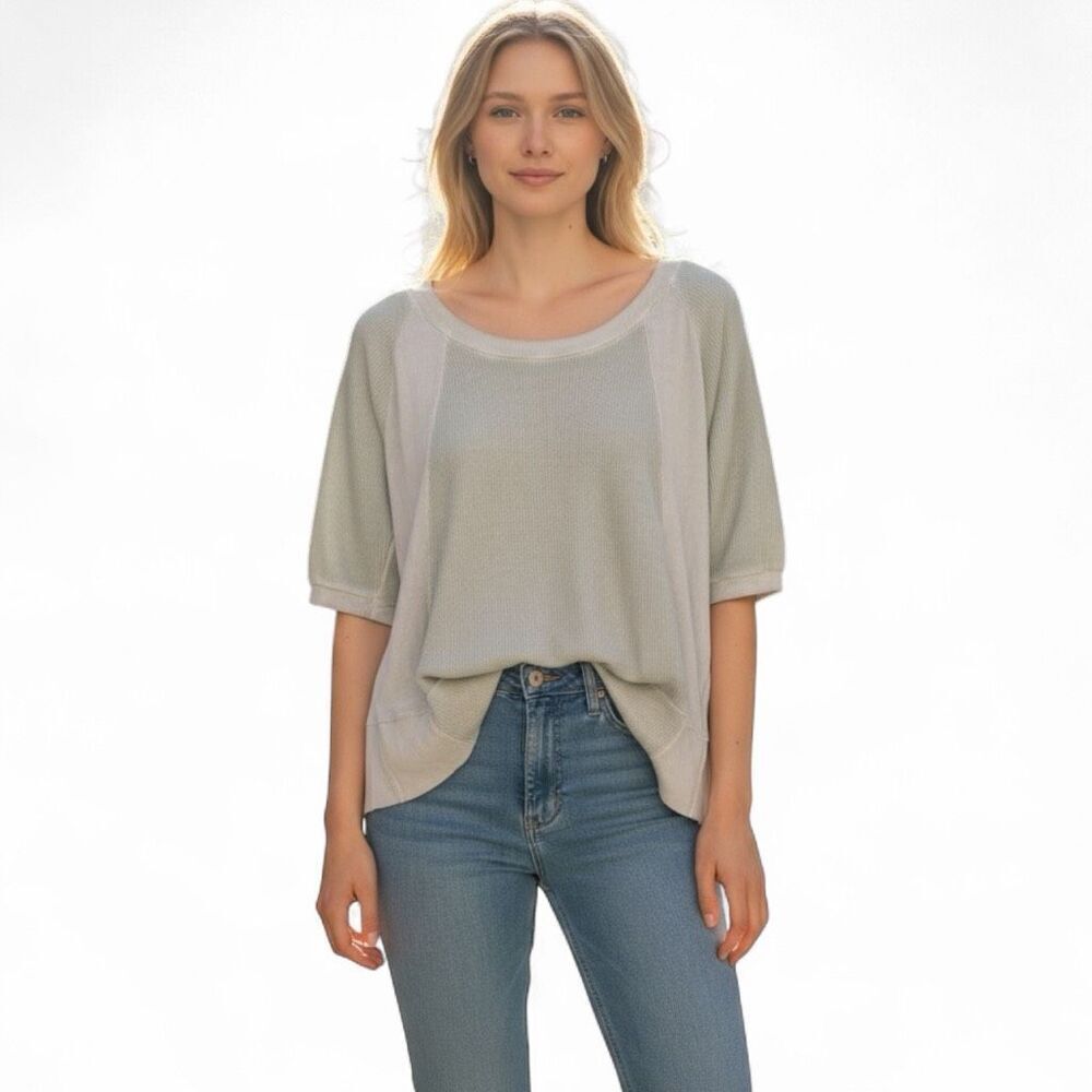 POL Green Oversized Thermal Scoop Neck‎ Top Small